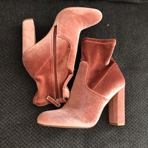 Pink velvet boots